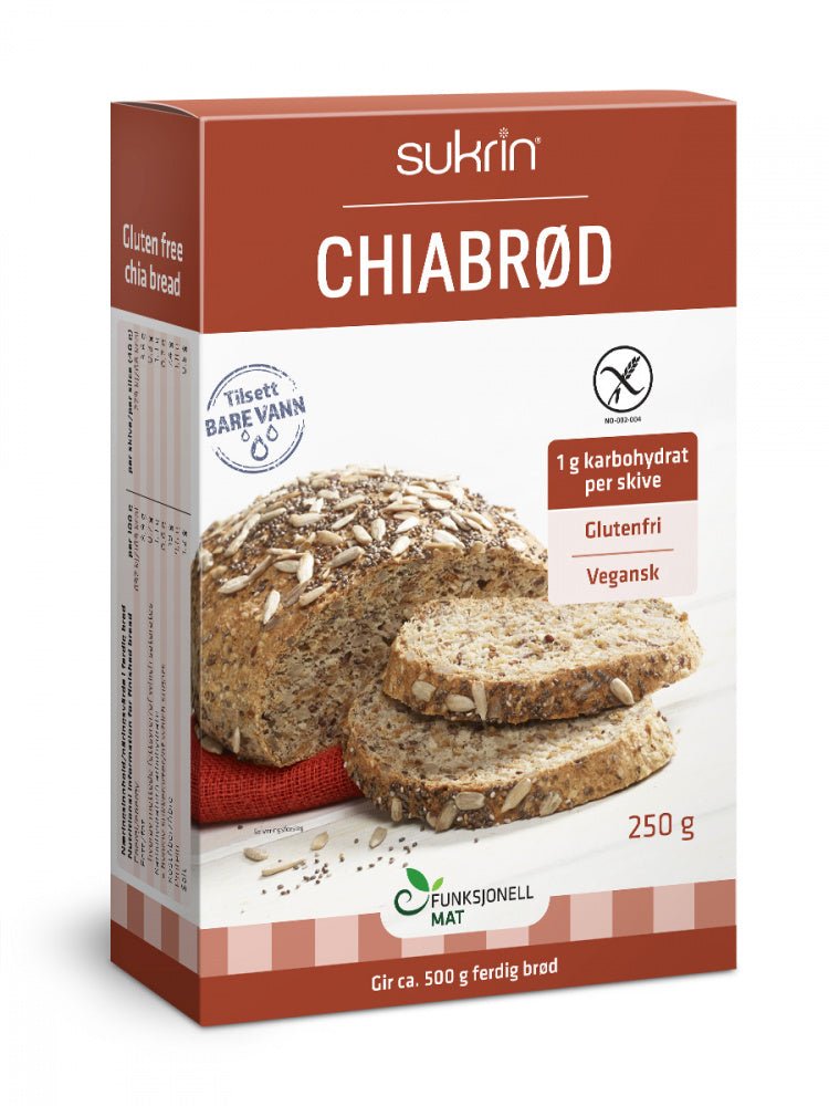 Sukrin Chiabrød, glutenfri og vegansk – 250 g - MyStuff.no