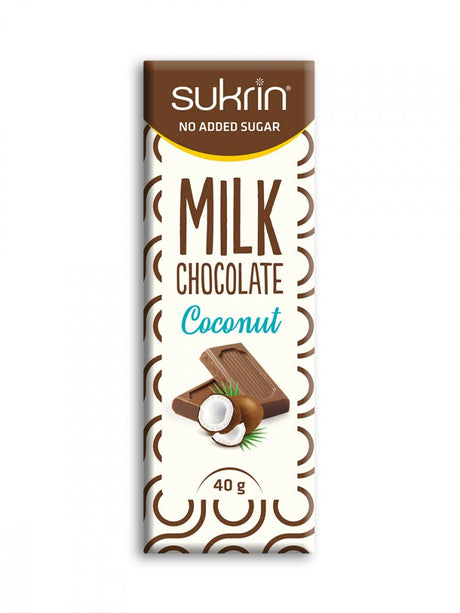 Sukrinsjokolade m/kokos, 40 g - MyStuff.no